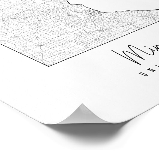 Minnesota Minimal Street Map Poster (Hoek)