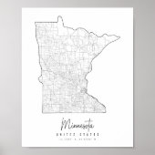 Minnesota Minimal Street Map Poster (Voorkant)