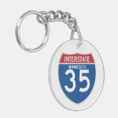 Minnesota MN I-35 Interstate Highway Shield - Sleutelhanger (Voorkant Links)