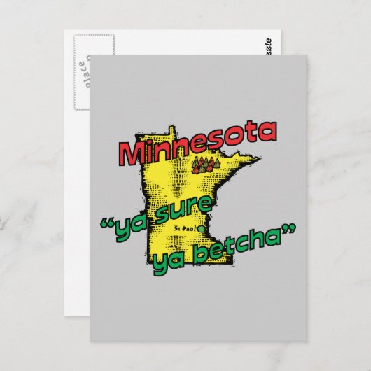 Minnesota MN US Motto ~ Ya Sure Ya Betcha Briefkaart (Voorkant / Achterkant)