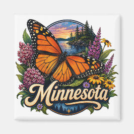 Minnesota Monarchvlinder en Wilde Bloemen Magneet