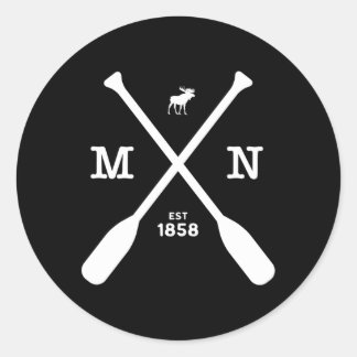 Minnesota Moose en Paddles 1858 Midwest Ronde Sticker