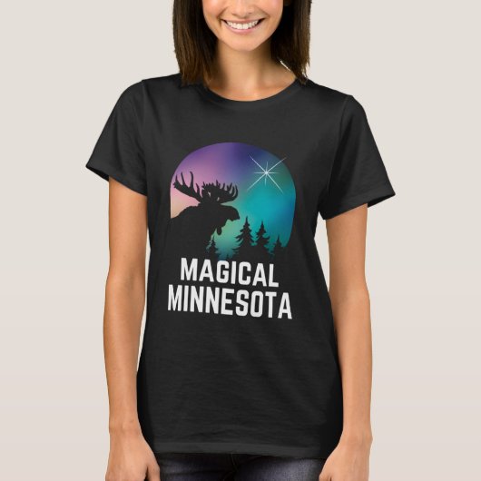 Minnesota Moose Northern Aurora Borealis Lights MI T-shirt (Voorkant)