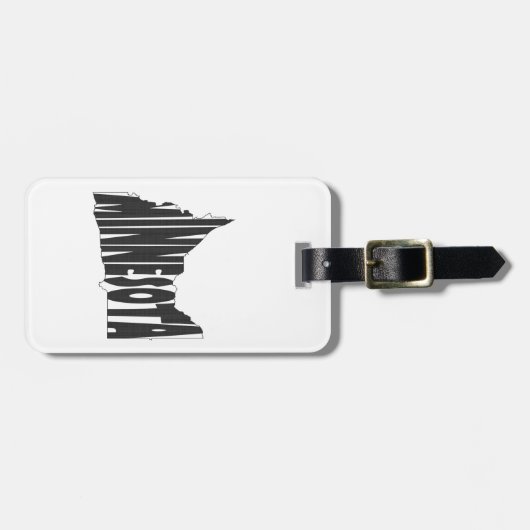 Minnesota Name Word Art in Black Bagagelabel (Voorkant horizontaal)