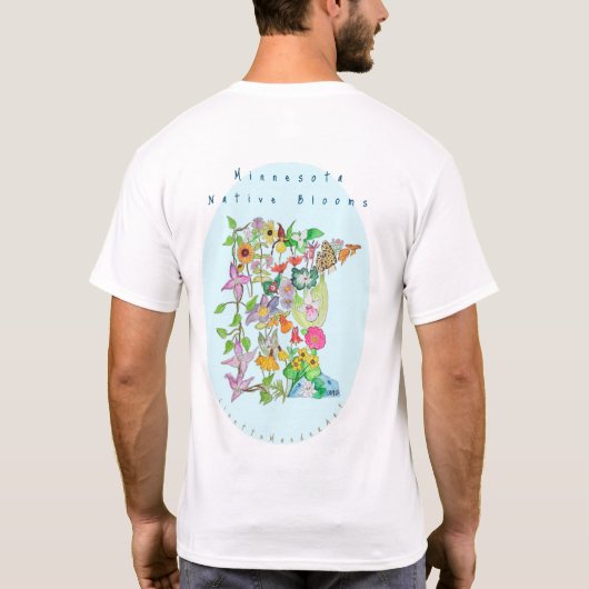 Minnesota Native Blooms T-Shirt Bloemen, Paddensto (Achterkant)