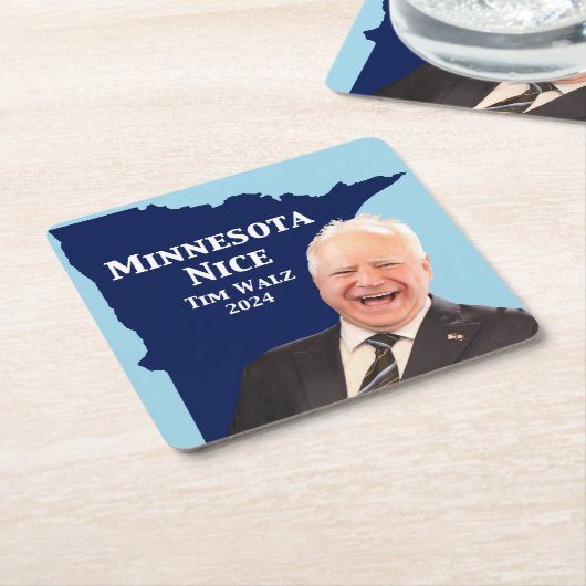 Minnesota Nice Tim Walz Kartonnen Onderzetters (Schuin)