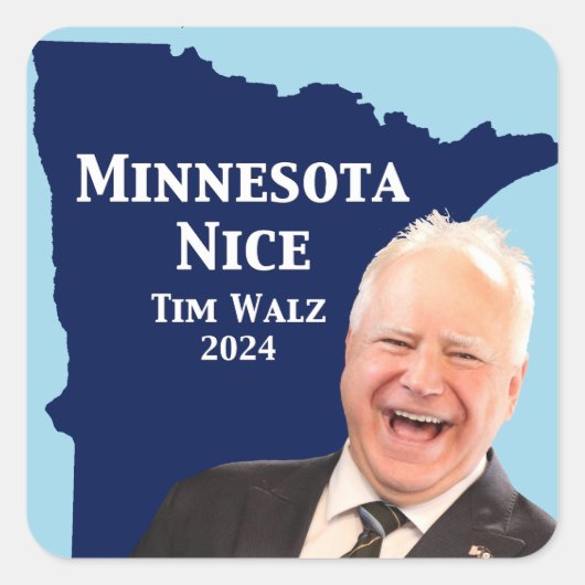Minnesota Nice Tim Walz Vierkante Sticker (Voorkant)