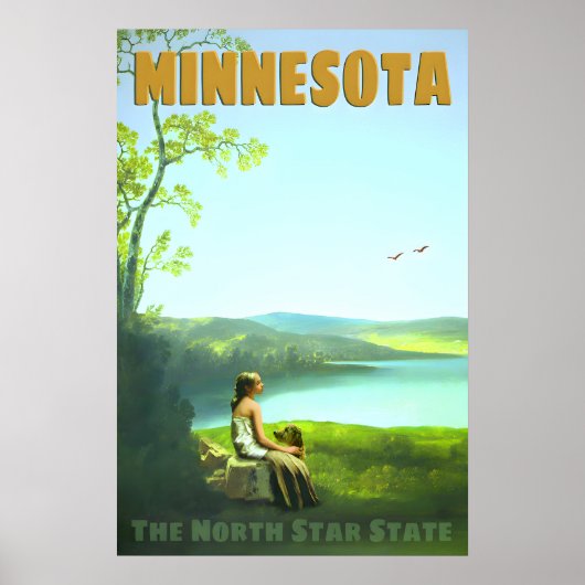 Minnesota North Star Staat Retro Reisposter Poster (Voorkant)