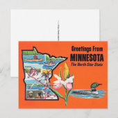 Minnesota North Star State Ansichtkaart Briefkaart (Voorkant / Achterkant)