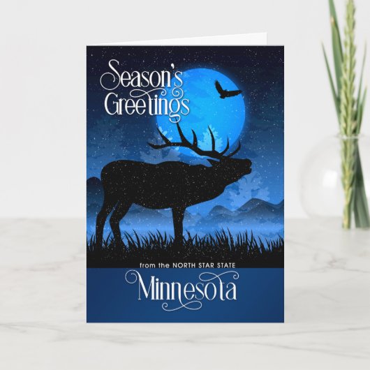 Minnesota North Star State Moose Feestdagen Kaart (Voorkant)