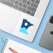Minnesota North Star State Outline Vlag Sticker (Laptop met iPhone)