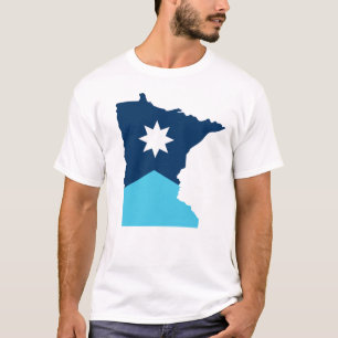 Minnesota North Star State Outline Vlag T-shirt