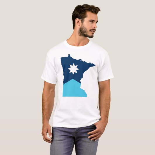Minnesota North Star State Outline Vlag T-shirt (Voorkant volledig)