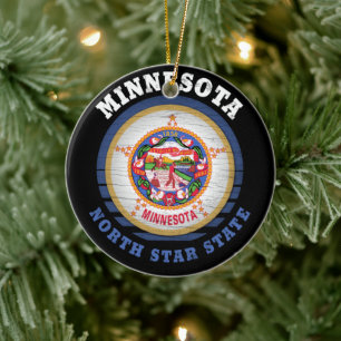 MINNESOTA NORTH STATE FLAG KERAMISCH ORNAMENT