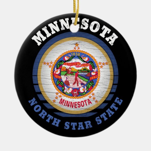 MINNESOTA NORTH STATE FLAG KERAMISCH ORNAMENT (Voorkant)