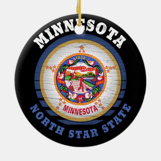 MINNESOTA NORTH STATE FLAG KERAMISCH ORNAMENT (Achterkant)