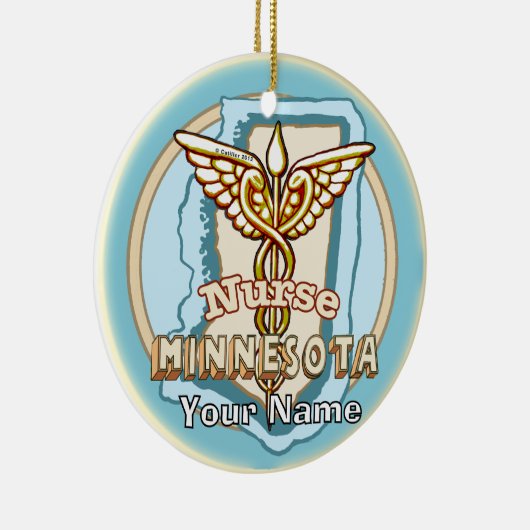 Minnesota Nurse Caduceus  Keramisch Ornament (Rechts)