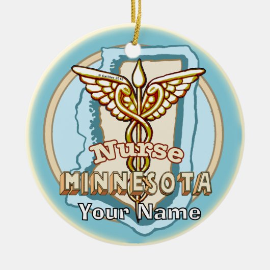 Minnesota Nurse Caduceus Keramisch Ornament (Voorkant)