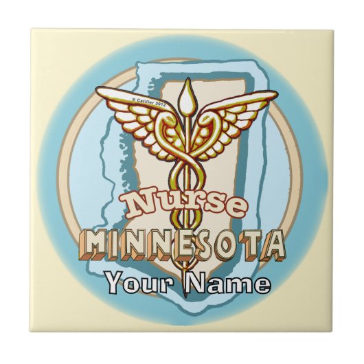 Minnesota Nurse Caduceus Tile Tegeltje (Voorkant)