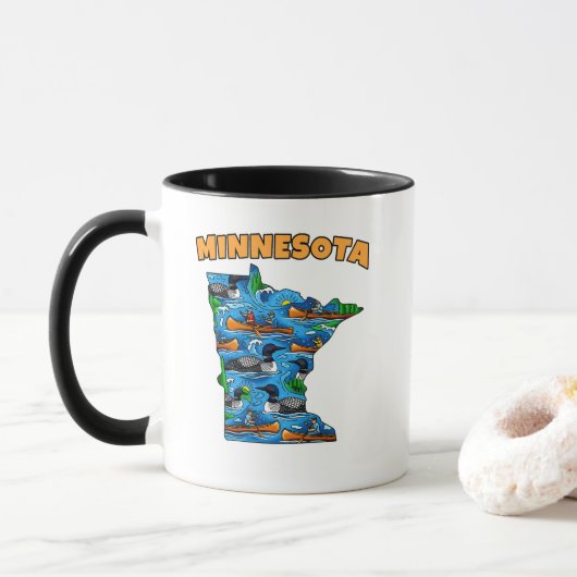 Minnesota Overzicht Tattoo Stijl Mok (Met donut)
