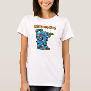 Minnesota Overzicht Tattoo Stijl T-shirt