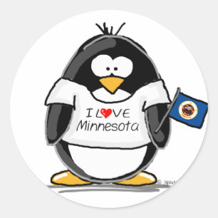 Minnesota penguin ronde sticker