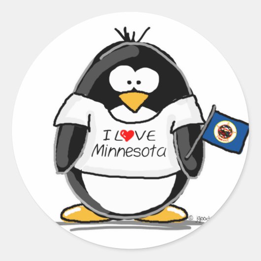 Minnesota penguin ronde sticker (Voorkant)
