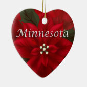 Minnesota Red Poinsettia Heart Keepomwille Ornamen Keramisch Ornament (Rechts)