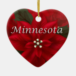 Minnesota Red Poinsettia Heart Keepomwille Ornamen Keramisch Ornament