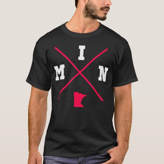 Minnesota Red State Outline T-shirt (Voorkant)