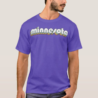 Minnesota Retro Rainbow Typography Vervaagde stijl T-shirt