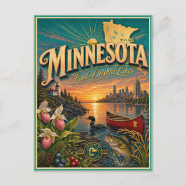 Minnesota Retro Reis Souvenir Prentbriefkaart Briefkaart