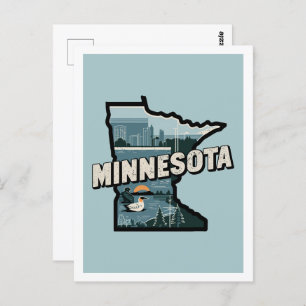 Minnesota Retro Travel Design Iconische Verenigde  Briefkaart