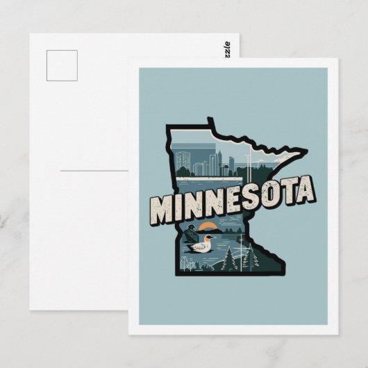 Minnesota Retro Travel Design Iconische Verenigde  Briefkaart (Voorkant / Achterkant)