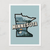 Minnesota Retro Travel Design Iconische Verenigde  Briefkaart (Voorkant)