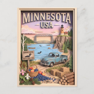 Minnesota Roadtrip Noordelijke Oever Lake 3D Textu Briefkaart