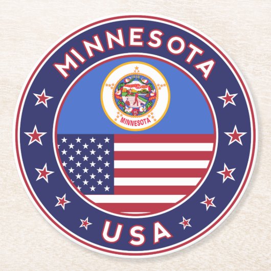 Minnesota Ronde Kartonnen Onderzetter (Voorkant)