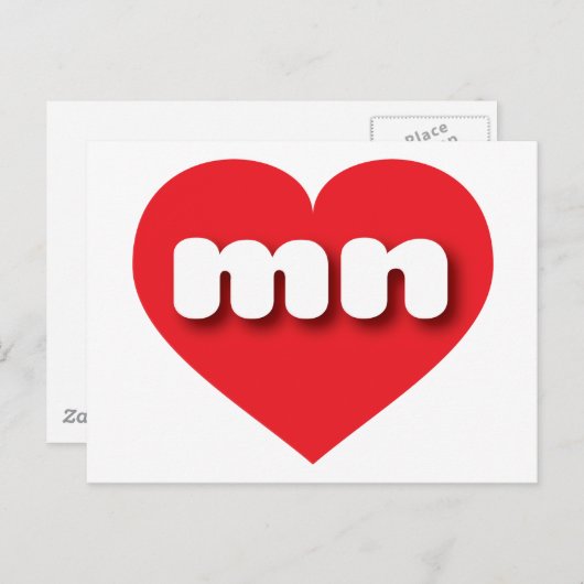 Minnesota rood hart - Ik hou van mn Briefkaart (Voorkant / Achterkant)