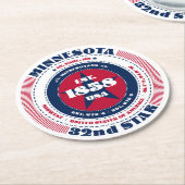 Minnesota rood wit blauw typografie ronde kartonnen onderzetter (Gebogen)