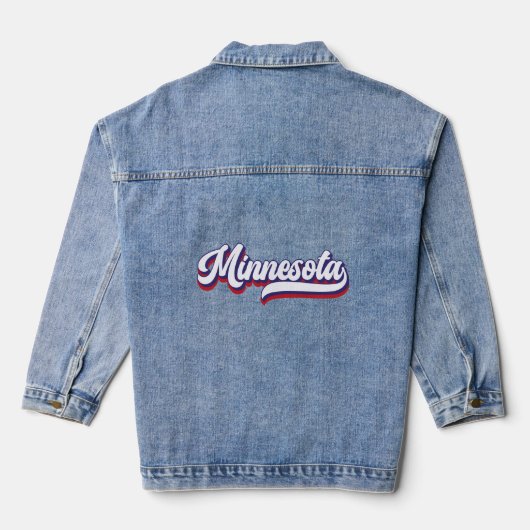 Minnesota rood wit en blauw script denim jacket (Achterkant)