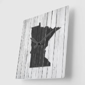Minnesota Rustic Black and White Wood Panel Farm Vierkante Klok (Hoek)