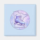 Minnesota Schaatsen Blauw & Paars Magneet (Voorkant)