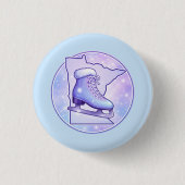 Minnesota Schaatsen Blauw & Paars Ronde Button 3,2 Cm (Voorkant)