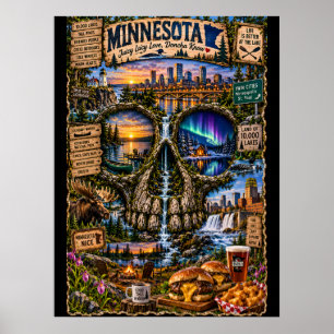 Minnesota Schedel Artprint Staat van Geest Poster