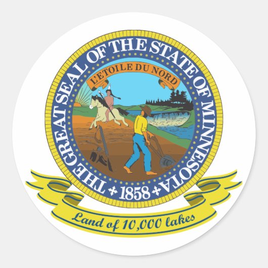 Minnesota Seal Ronde Sticker (Voorkant)