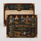 Minnesota Shadow Box 3D Figuur Staat Briefkaart (Voorkant / Achterkant)