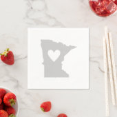 Minnesota Shaped Gray Heart Cutout Minnesotan Servetten (Insitu)