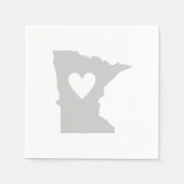 Minnesota Shaped Gray Heart Cutout Minnesotan Servetten (Voorkant)