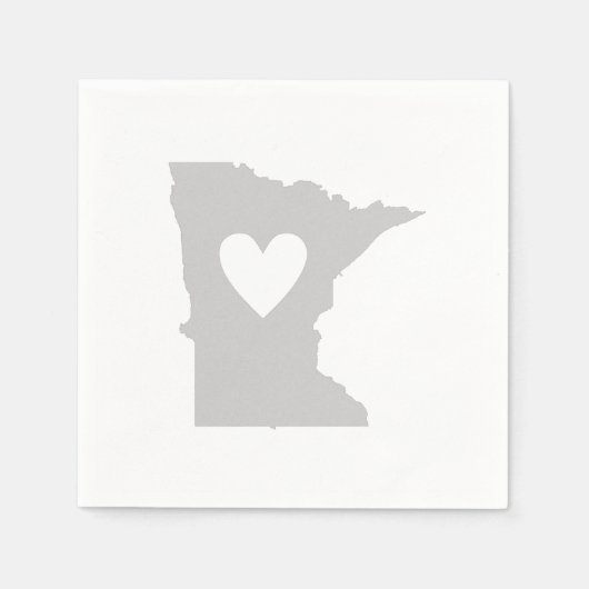 Minnesota Shaped Gray Heart Cutout Minnesotan Servetten (Voorkant)