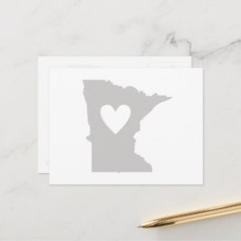 Minnesota Shaped Gray Heart Minnesotan Love Adore Briefkaart